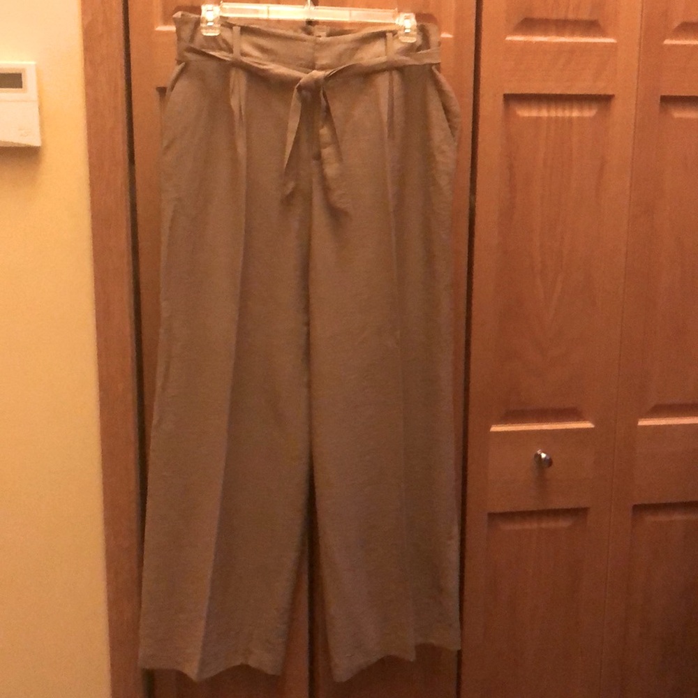 Amber Sun size 16 wide leg paper bag pant design waistband in cinnamon brown.